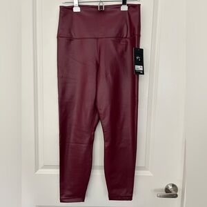 90 Degree By Reflex Maroon Faux Leather Leggings
